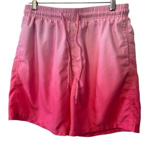 Manfinity Pink Ombre Men’s Swim Shorts, Lined, Size Large